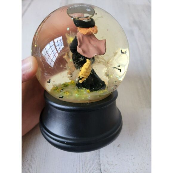 Halloween AS IS witch broom snow globe bat decor - Picture 5 of 7